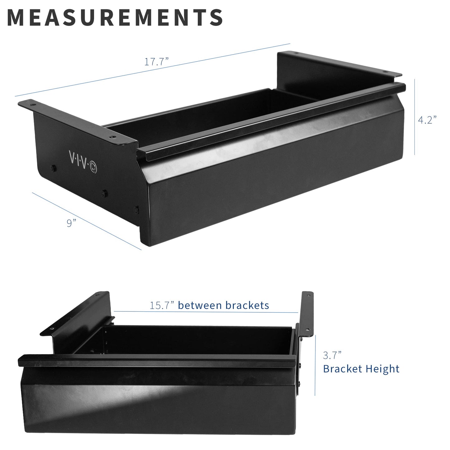 VIVO 40 cm Under Desk Mounted Sliding Pull-out Drawer without Shell for Office Desk, Storage Organizer for Sit Stand Workstation, Black, DESK-AC03A-B