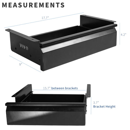 VIVO 40 cm Under Desk Mounted Sliding Pull-out Drawer without Shell for Office Desk, Storage Organizer for Sit Stand Workstation, Black, DESK-AC03A-B