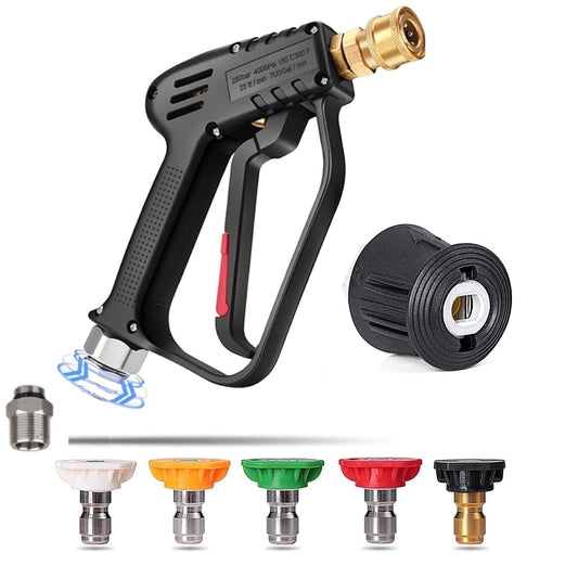 YUET High Pressure Washer Gun 360 Swivel Handle with 5 Water Nozzle Tip,Water Wash Cleaner for Car Cleaning Kit(M22 14MM Fitting Hose Connector & 1/4"