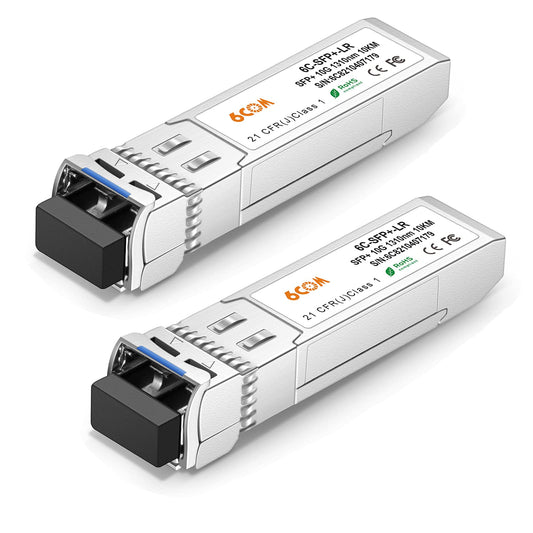 6COMGIGA 10GBase-LR SFP+ Transceiver, 10G LC Single Mode Module DDM, 1310nm, 10km for Cisco SFP-10G-LR, Meraki MA-SFP-10GB-LR, Ubiquiti UF-SM-10G,