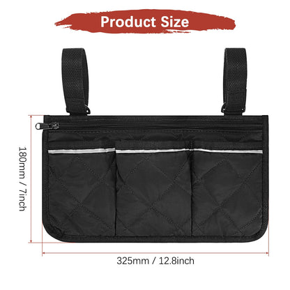 TIXIPEM 1-Pack Beach Chair Armrest Bag 12.8"x7" Polyester, Black