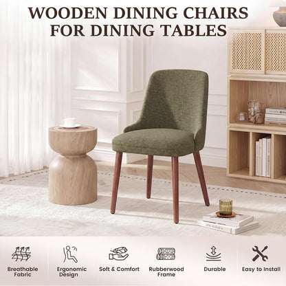 Dining Chairs Set of 4, Upholstered Dining Room Chairs with Ergonomic High Back, Thick Padded Seat, Skin-Friendly Fabric
