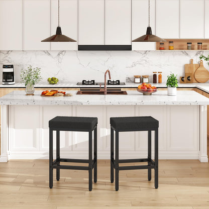 YMYNY 66cm Bar Stools Set of 2 - Fabric Breakfast Bar Stools, HBS514B
