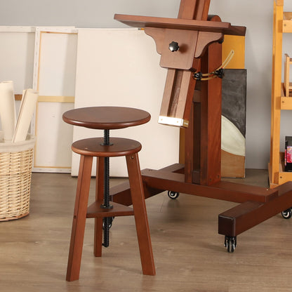 VISWIN Wooden Drafting Stool, 19-26" Adjustable Height, Solid Beech Wood Stool for Studio, Office, Home Kitchen, Bars, Artist Stool Chair for Painting