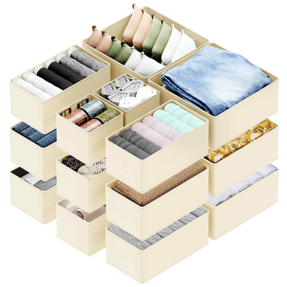 SpaceAid Drawer Organizer for Clothes, 18 Pack Dresser Drawer Organizer Bins, Closet Organizers and Storage Dividers for Clothing, Underwears, Socks