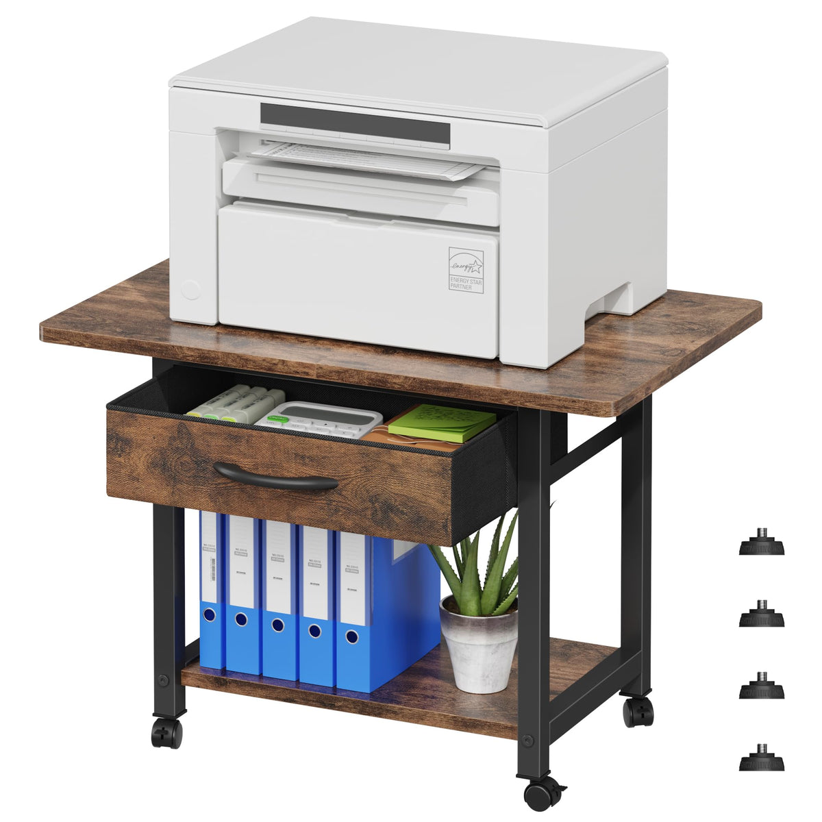 OYRREU Printer Stand on Wheels with Storage, Printer Table for Home Office