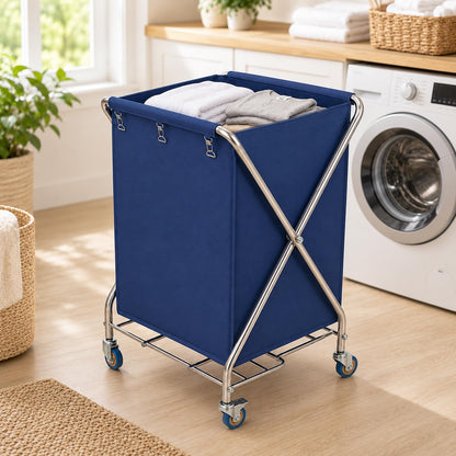 WUDLEP Laundry Hamper with Wheels, Folding Linen Collection Cart