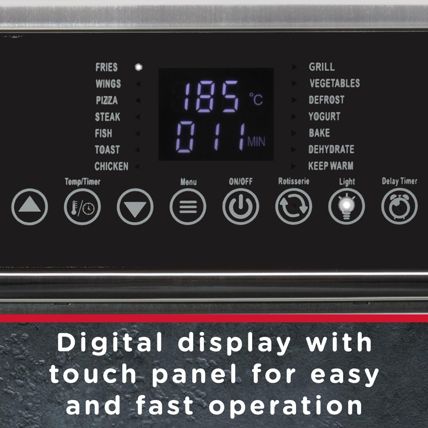 Sensio Home Gourmet Pro Clean Cook Air Fryer Oven - Dehydrator 1600W | 15L Capacity with Rotisserie Function and 14 Digital Preset Programs, Family