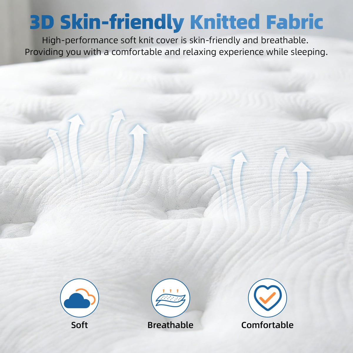 Lavfine King Size Mattress - 5FT, 10 Inch Memory Foam with Pocket Spring Hybrid, Medium Support, Motion Isolation, Breathable Soft Fabric
