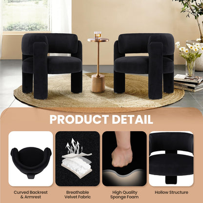 COLAMY Living Room Armchairs, Upholstered Sherpa Accent Chair, Comfy Round Arm Chair with 3 Legs