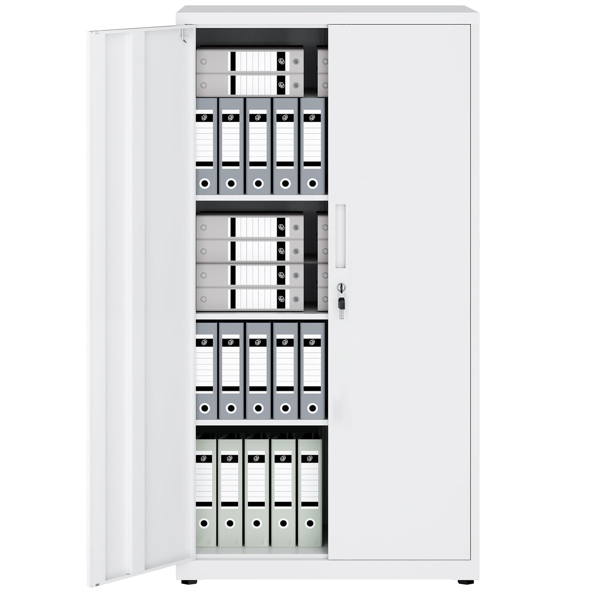LAND·VOI Steel Storage Cabinet, 4-Tier Lockable Cabinet with Adjustable Shelves, Double-Door Cupboard Storage, For Home, Office Storage