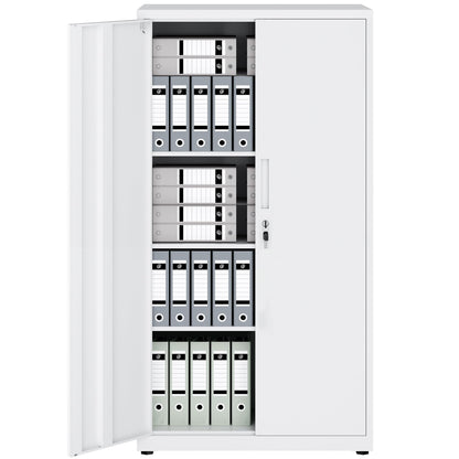 LAND·VOI Steel Storage Cabinet, 4-Tier Lockable Cabinet with Adjustable Shelves, Double-Door Cupboard Storage, For Home, Office Storage