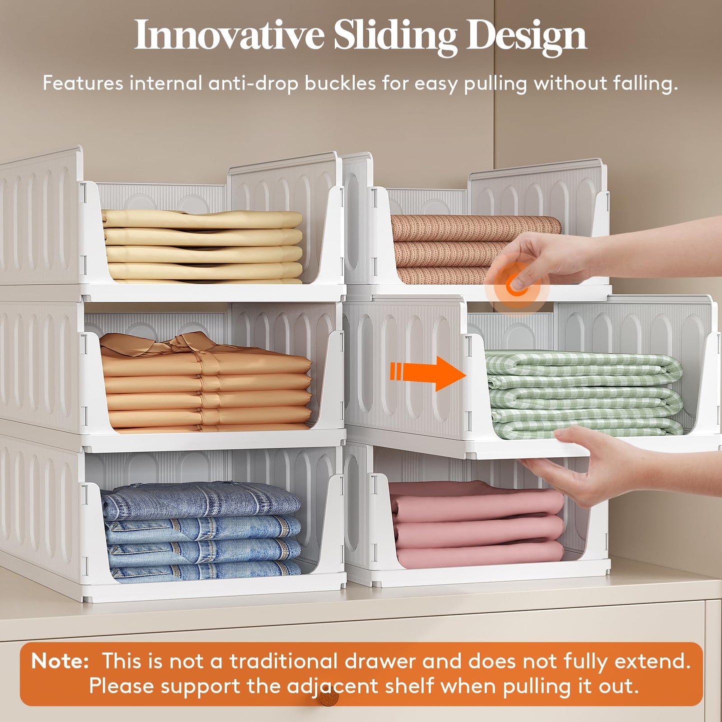 Lifewit 6 Pack Wardrobe Storage Organiser Stackable for Clothes 41 cm Depth