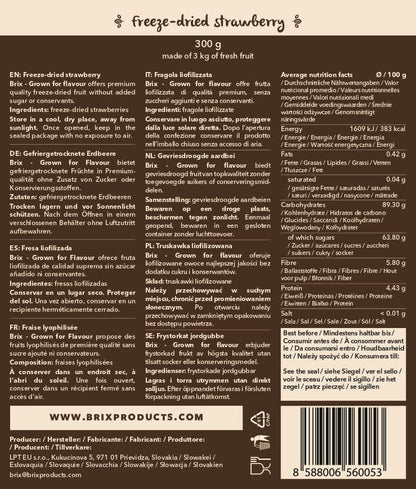 BRIX Freeze Dried Strawberry Halves | 100% Natural Dried Strawberries 300g | Great Taste Award Dried Fruit | Non-GMO, Gluten Free, Vegan & Vitamins Retained