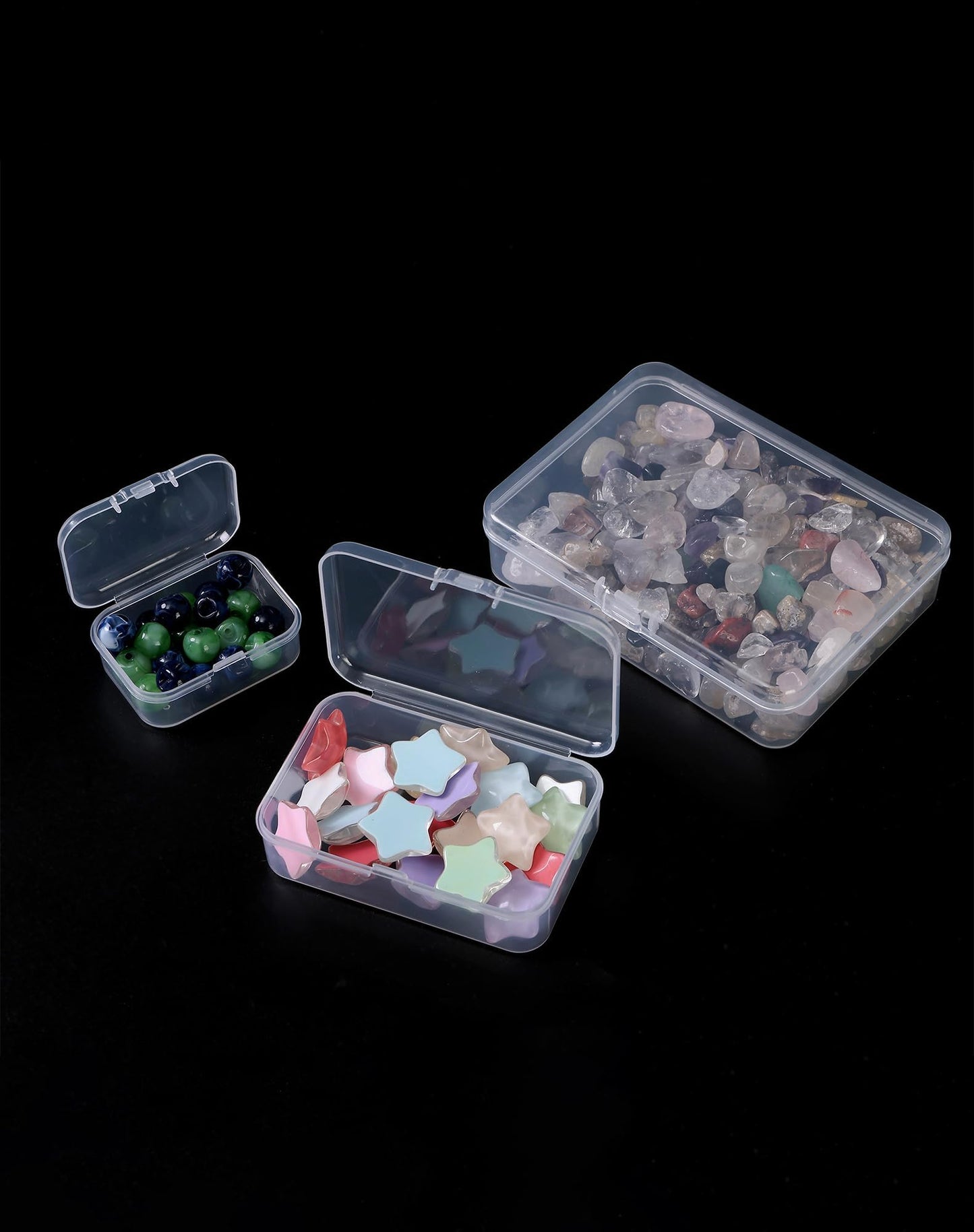LJY Bead organiser Boxes, 28 Pack, 3 Mixed Sizes, Clear