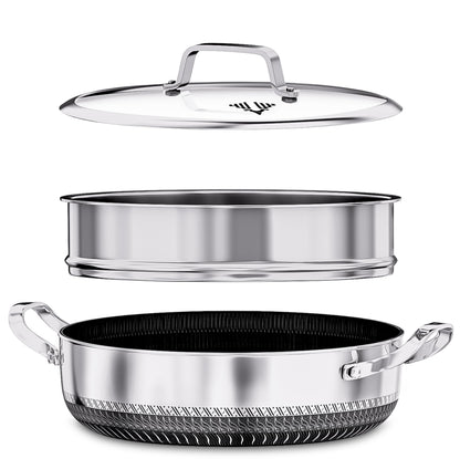 Casserole Dish with Lid Ovenproof Pot | Stainless Steel Hybrid | Toxin Free | Anti Scratch| Non Stick | 30cm | PFOA free | Induction Compatiable |
