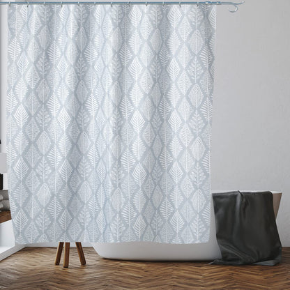 VIROSA Grey Leaf Shower Curtain for Bathroom Anti Mould, Mildew Resistant | 180 x 180 cm (71 x 71 Inch) | Water Repellent Fabric | 100% Polyester