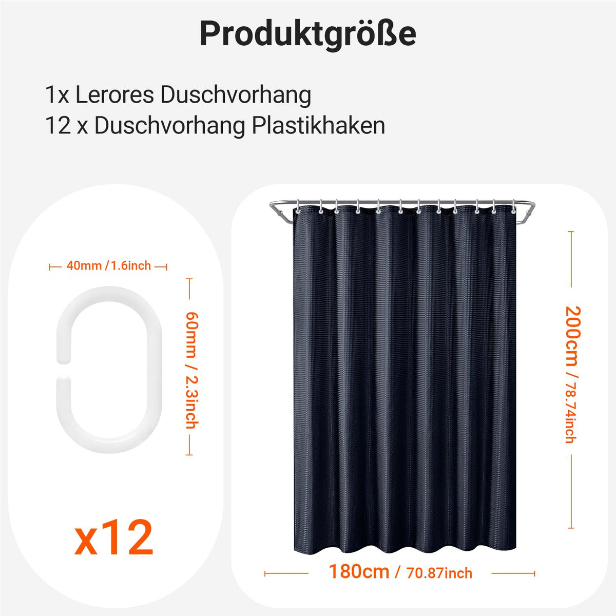 Lerores Shower Curtain, 180 x 200 cm, Waffle Man Blue, Weighted Hem, Anti-Mould Textile, Water-Repellent