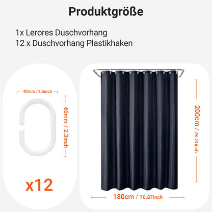 Lerores Shower Curtain, 180 x 200 cm, Waffle Man Blue, Weighted Hem, Anti-Mould Textile, Water-Repellent