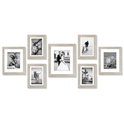 Americanflat 7 Piece Gallery Wall Frame Set in Driftwood - One 11x14, Two 8x10, Four 7x5 - Collage Photo Frames with Horizontal and Vertical Formats