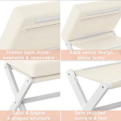 BAMBOOHOMIE Foldable Foot Stool Ottoman, Modern Foot Rest with Bamboo X Legs & Thick Foam Cushion