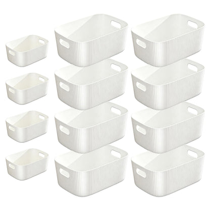 GAOHAN 12PCS Plastic Storage Boxes with Handles,Large Storage Baskets Set