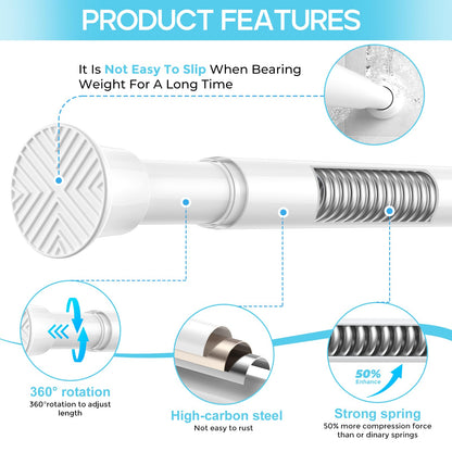 Zipglo Small Tension Rod 39-98 cm Adjustable Tension Pole No Drill Extendable Curtain Poles
