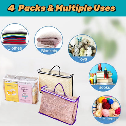 Clear Clothes Storage Bag,Clear Zippered Storage Bags,Wardrobe Storage Organizer Moving Bags with Reinforced Handle for Loft Wardrobe for Bedding