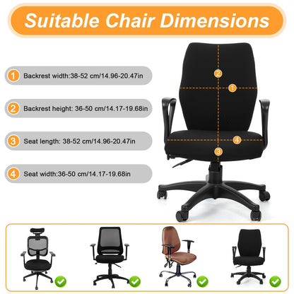 Nogeqi 2pcs Office Chair Covers Stretchable, Universal Office Chair Seat Cover, Washable Removable Computer Chairs Cover for Seat Cushion