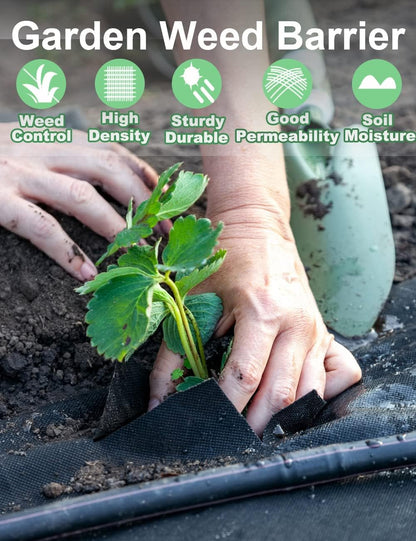 wohohoho 6.6ft x 82ft Weed Control Membrane, 2m x 25m Garden Weed Membrane Heavy Duty Landscape Weed Control Fabric, 3.2oz Weed Suppressant Membrane