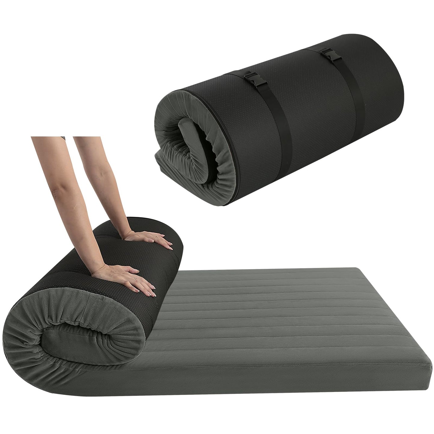MeMoreCool Roll Up Floor Mattress Single 190x90cm, Dark Gary