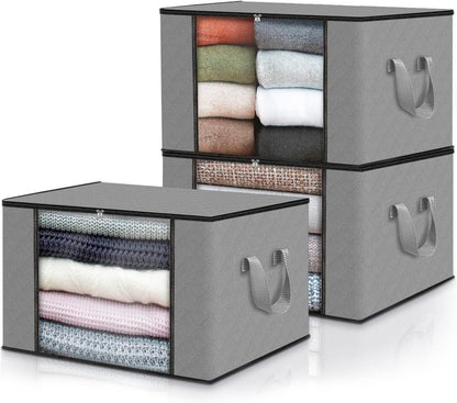 edihome, Clothes Storage Bag, (3 pieces), Wardrobe Organiser, with Reinforced Handles, Heavy Duty Cloth Pouches with Transparent Window