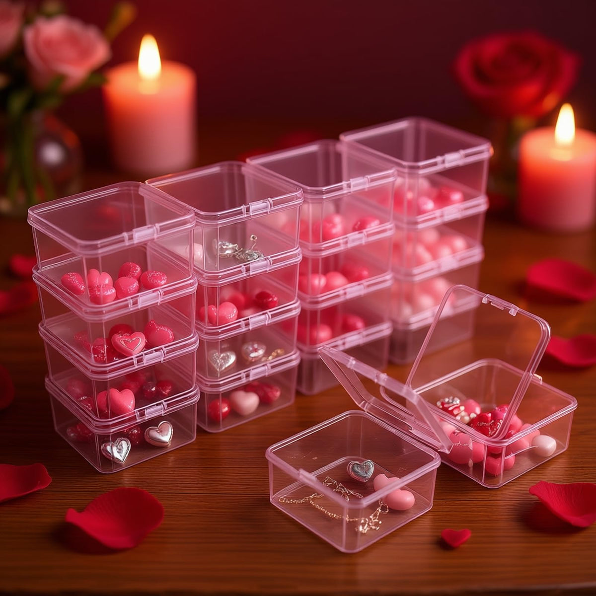 Goodma 30 Pieces Square Empty Mini Clear Plastic Storage Box, 55x55x35mm