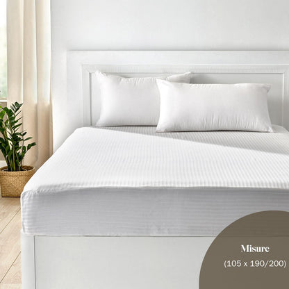 Pikolin Home – Ticking Mattress Protector, 100% Cotton, white, Lit 105-105 x 190/200 cm