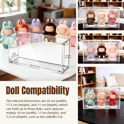 Mcbazel Premium Thick Acrylic Display Case Compatible with Labubu Doll, 92% UV Protection & Dustproof, Magnetic Display Box for POP MART Labubu