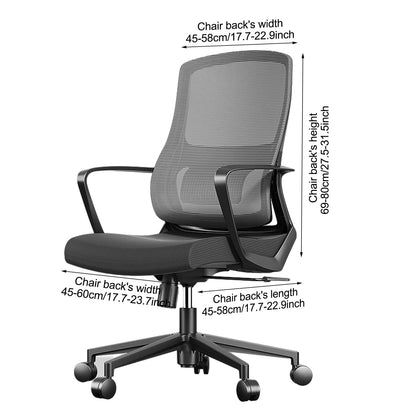 Daelesr Stretch Office Chair Covers, High Back Computer Seat Cover, Polar Fleece Chair Covers, Washable Full Wrap Elastic Chair Cover