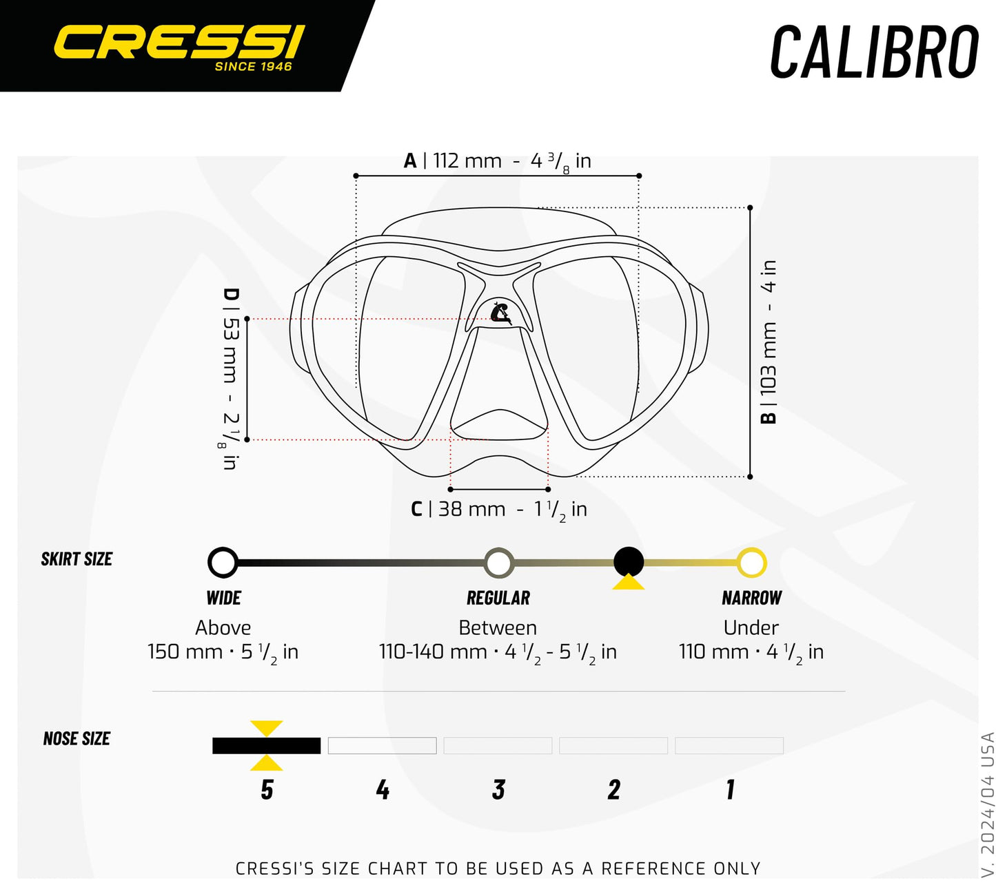 Cressi Calibro Diving Mask - White, Uni