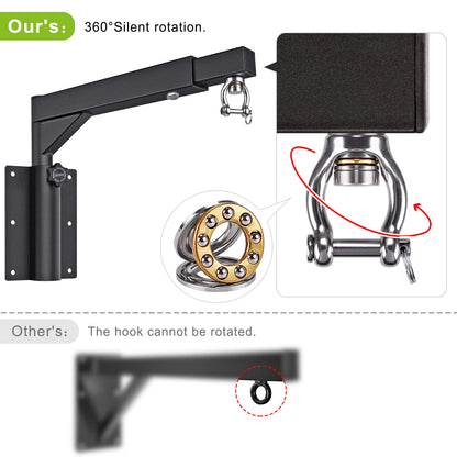 BeneLabel Punch Bag Bracket, Boxing Bag Wall Stand Frame Heavy Duty Speed Bag Hanger Silent Rotation Spring Carabiner with Adjustable 44-64cm