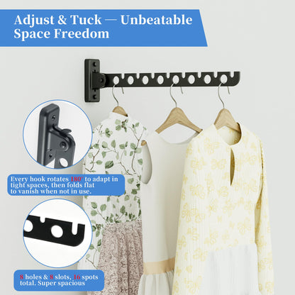 Mooche Wall Mounted Clothes Rail Black, Wall Clothes Drying Rack, 31CM