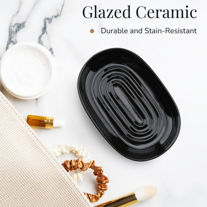 YoHyien Ceramic Soap Dish, Anti-Slip Marble Soap Dish for Bathroom, Soap Tray Dish, Soap Holder for Shower, Kitchen, and Sink