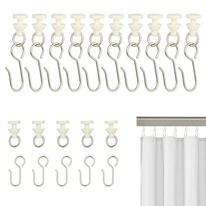 80Pcs Curtain Hooks and Gliders Set,40 Shower Curtain Hooks&40 Rail Gliders