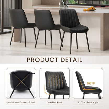 COLAMY Black Dining Chairs Set of 6,Technology Fabric Chairs for Dining Room with Metal Legs and Thick Seat Cushion
