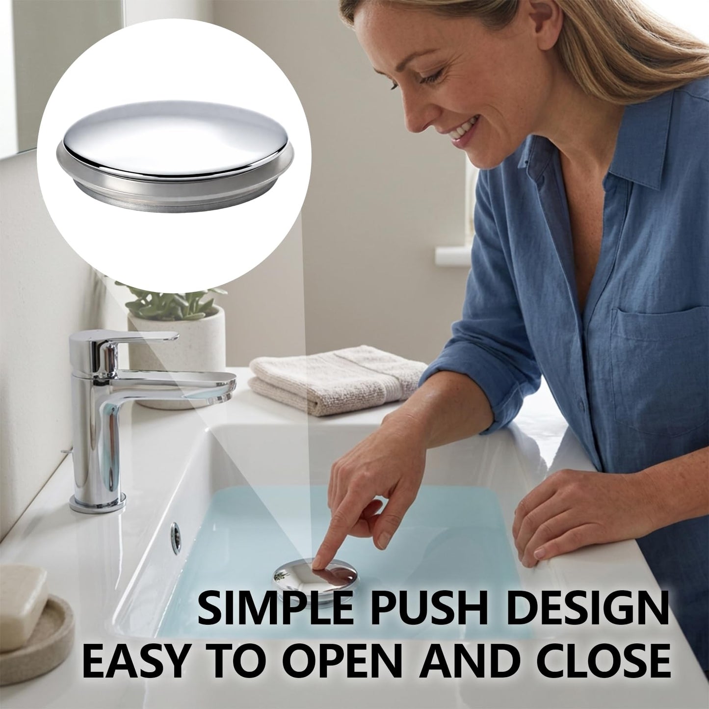 4 Pack 35mm Brass Pop Up Sink Plug Replacement