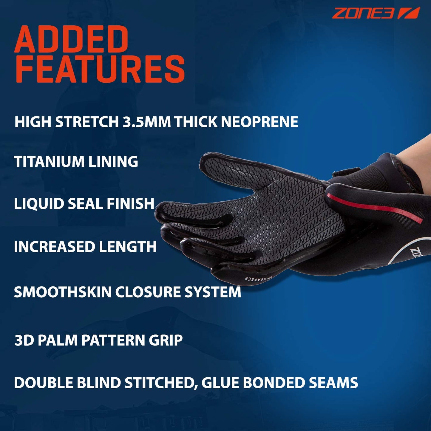 ZONE3 NEOPRENE HEAT TECH GLOVES L