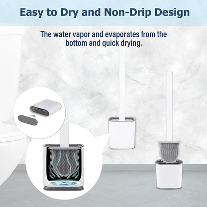 Ahyanz Toilet Brush silicone Deep Cleaner, Excellent quality, Heavy Base for No-Slip Anti-drip, Long Plastic Handle