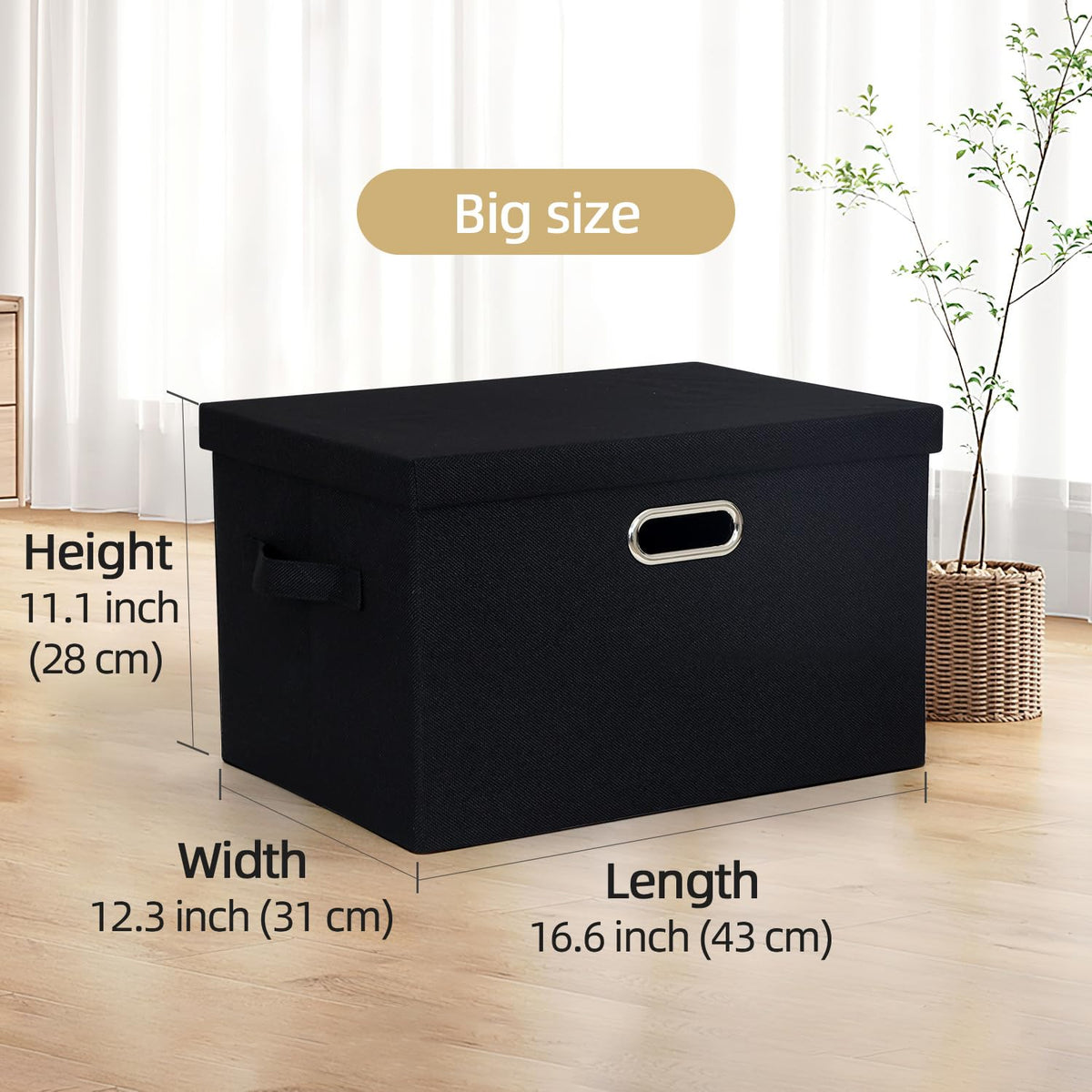BinWhiz 2-Pack Storage Bins with Lid, 43x31x28 cm Inch Fabric Cube Bins Organizer Basket Foldable Storage Box Containers with Handles for Closet