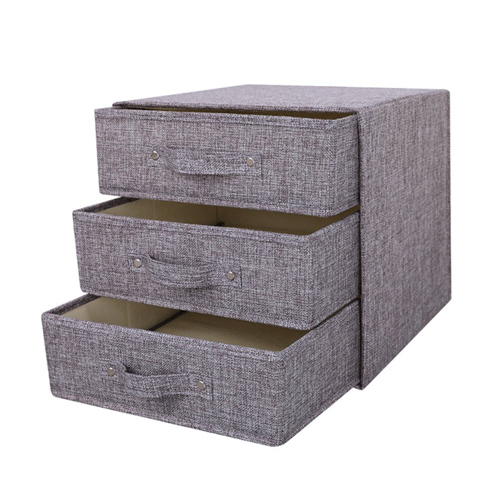 YINGGG Fabric Storage Box Storage Bins with Handle Drawer Organiser with Lid Folding Storage Bins Box Containers for Socks, Underwear, Bras, Ties