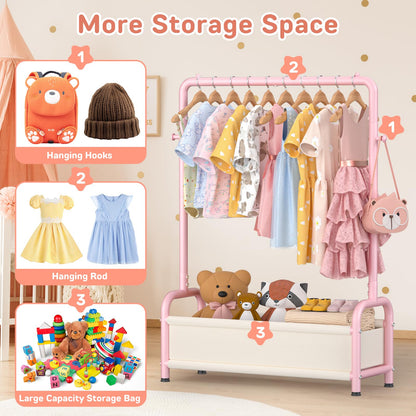 ZHKINGGS Kids Clothes Rail with Storage Shelf, Kids Dress Up Rail