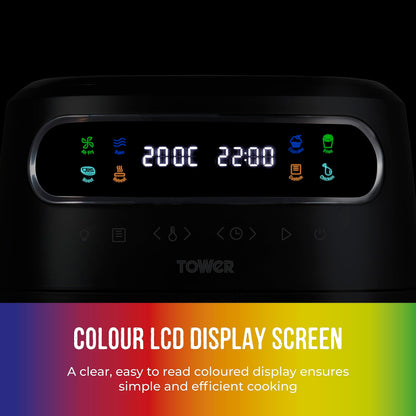 Tower, T17125, Vortx 3L Air Fryer with Colour Digital Display, Digital Control Panel & 7 One-Touch Pre-sets, 1300W, Black