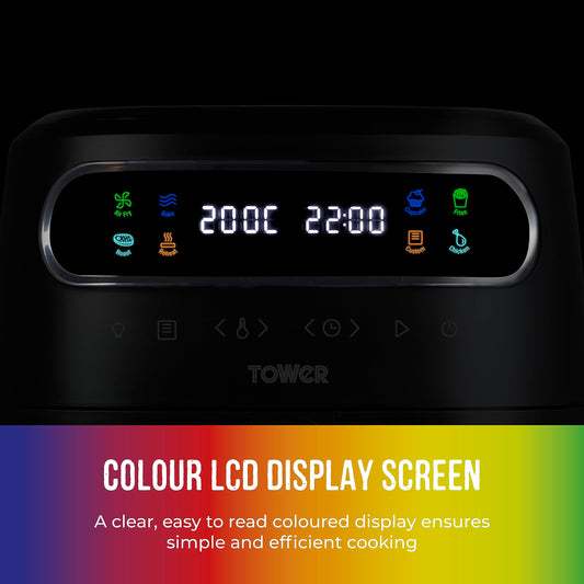 Tower, T17125, Vortx 3L Air Fryer with Colour Digital Display, Digital Control Panel & 7 One-Touch Pre-sets, 1300W, Black